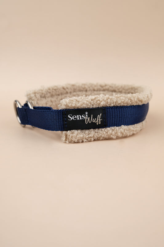 Zugstopp-Halsband "Cozy Wintertime" - Nachtblau mit Teddy