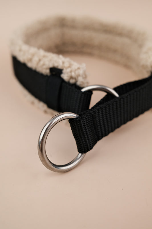 Zugstopp-Halsband "Cozy Wintertime" - Schwarz mit Teddy