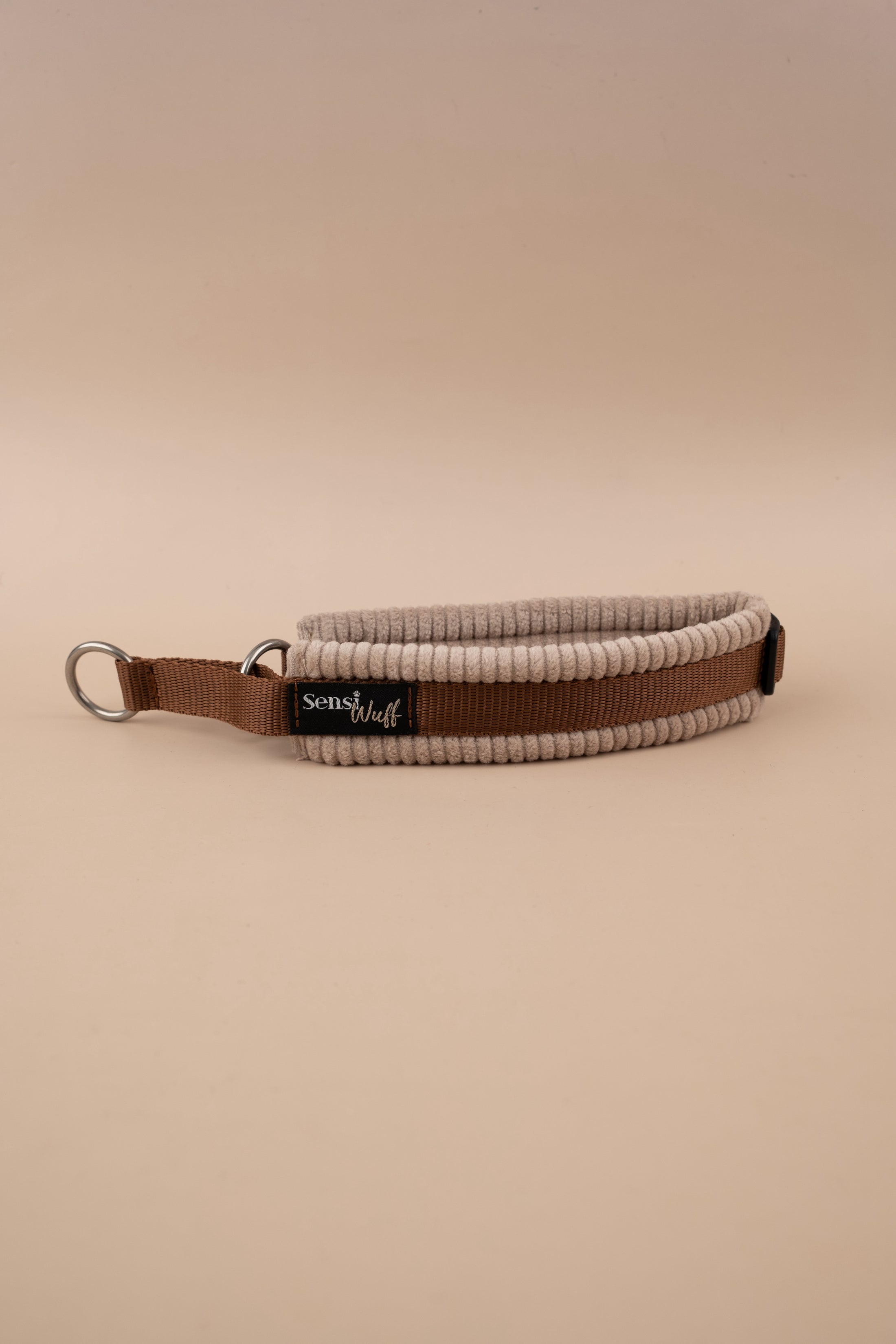 Zugstopp-Halsband "Frühlingserwachen" - Braun mit beige Cord