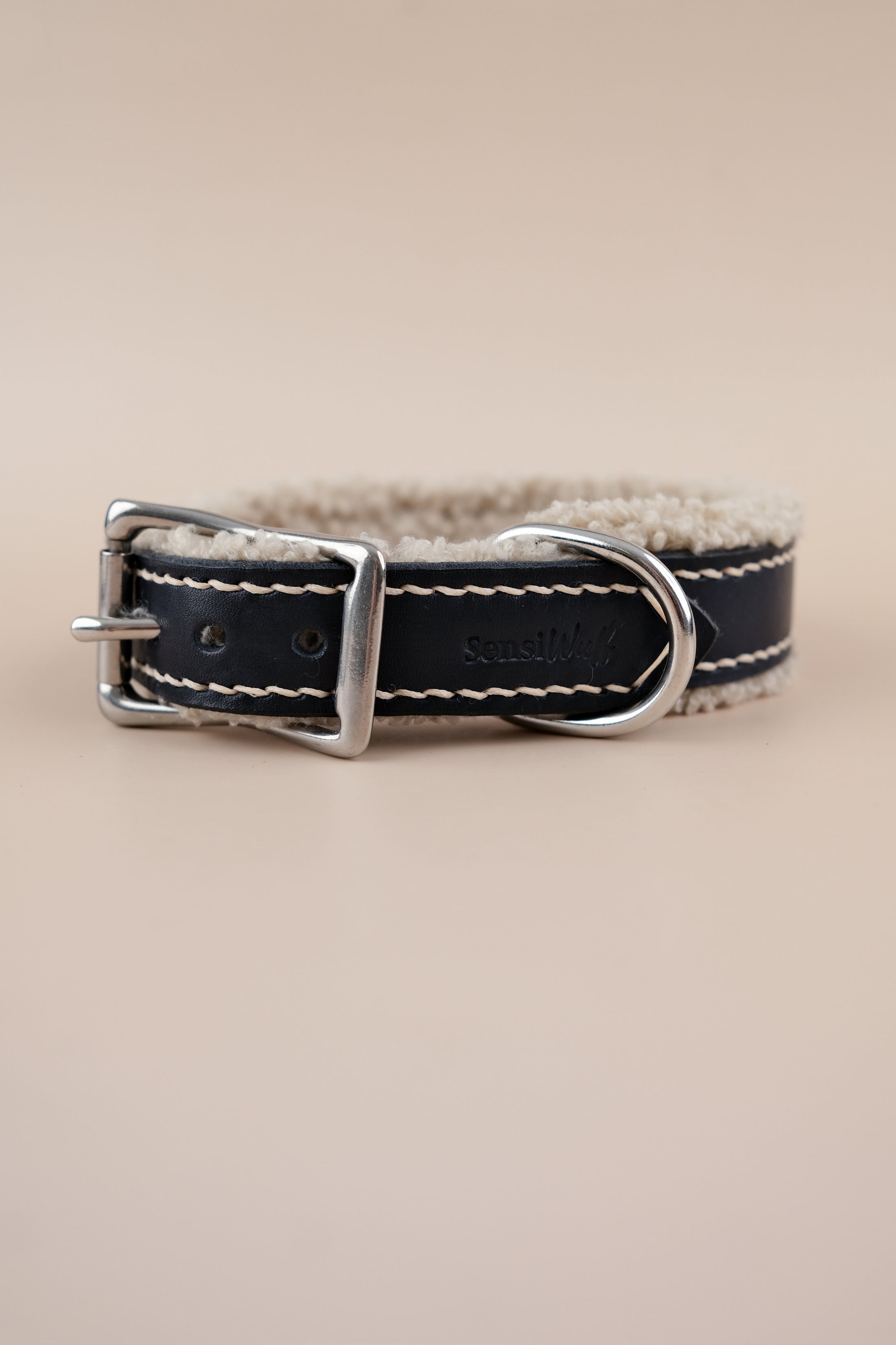 Halsband "Cozy Wintertime" Nachtblau Leder mit Teddy